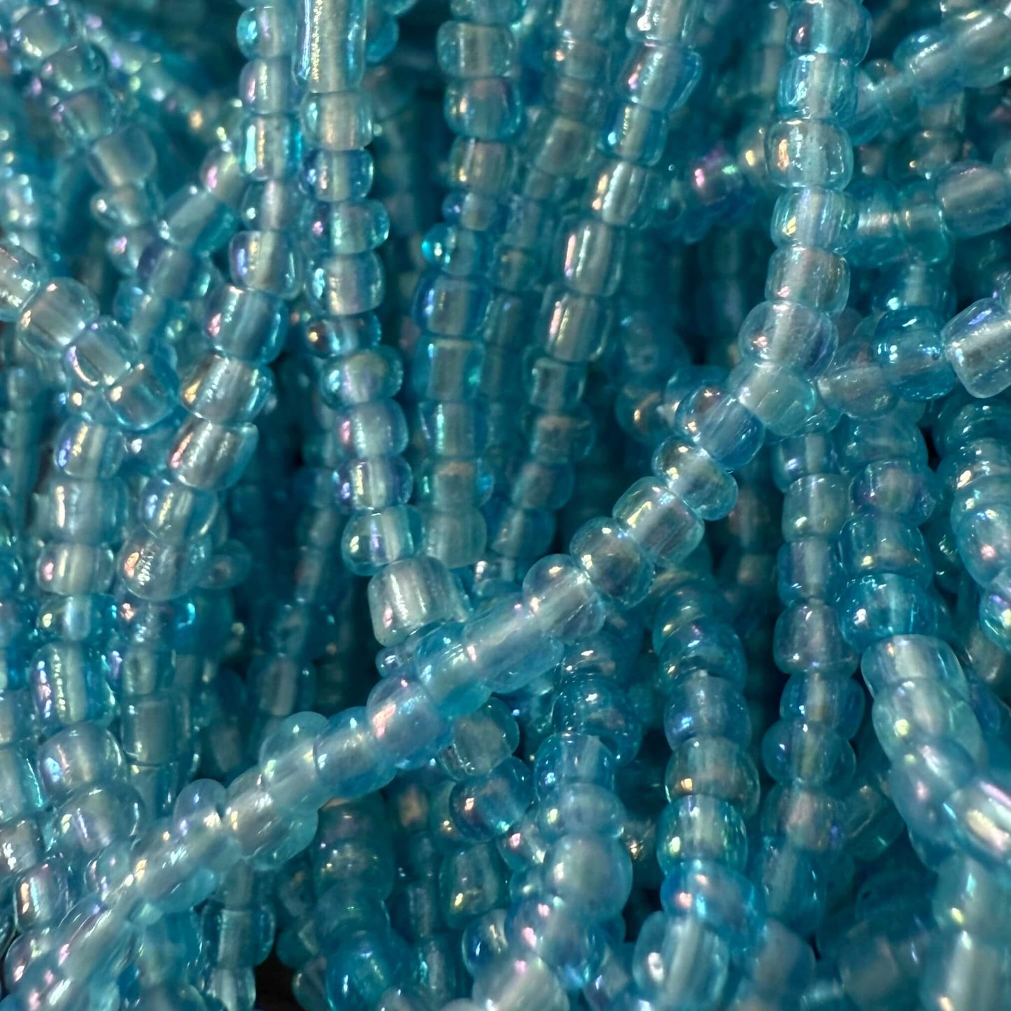 Translucent Blue Waist Beads  - Close-up of blue glass waist beads