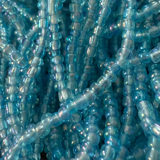 Translucent Blue Waist Beads  - Close-up of blue glass waist beads